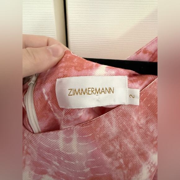 Zimmermann Winsome Cinch Dress Pink White Tie-Dye Long Sleeve Dress US Size 8 - Picture 6 of 12
